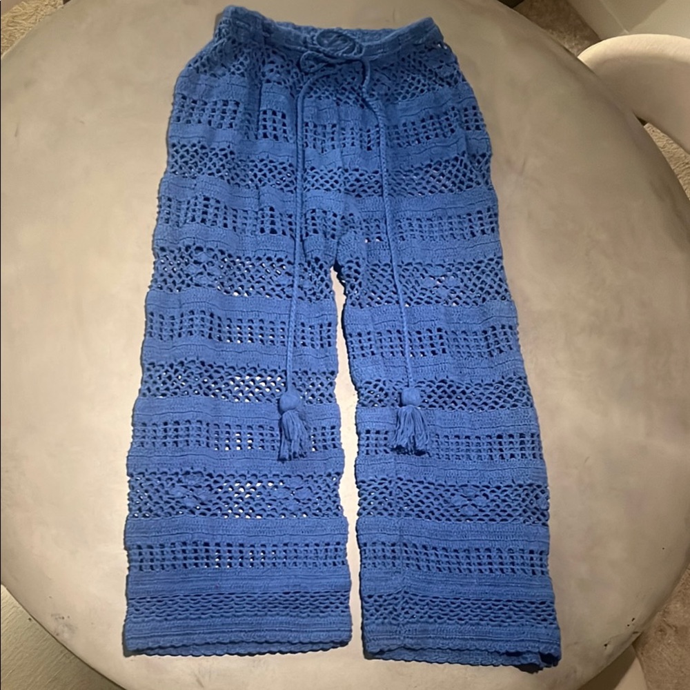 Akoia Swim - Blue Crochet Wide-Leg Pants - Picture 4 of 8